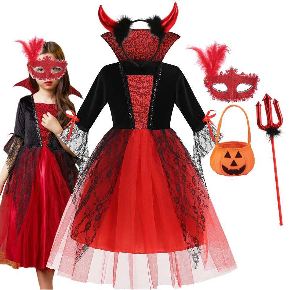Girls Ghost Bride Gothic Vampire Halloween Cosplay Costume Dress Role Play Carnival Children Party Outfit L250918