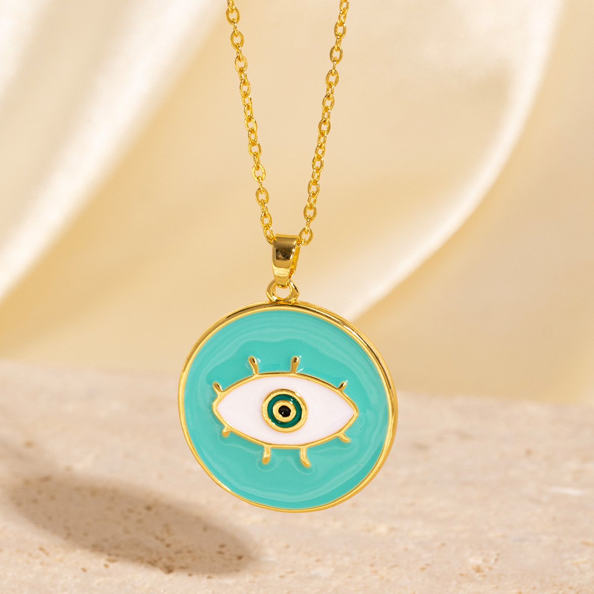 Gold - Toned Evil Eye Pendant Necklace With Vibrant Enamel Detailing Protective Daily & Stylish Jewelry Gift For Her High - Quality And Meaningful Acc