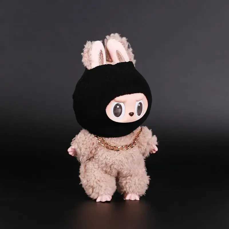 For labubu clothes Big Into Energy Series clothes doll funny head cover mask gold necklace Travel Style Kid Toy For toys gift C250919