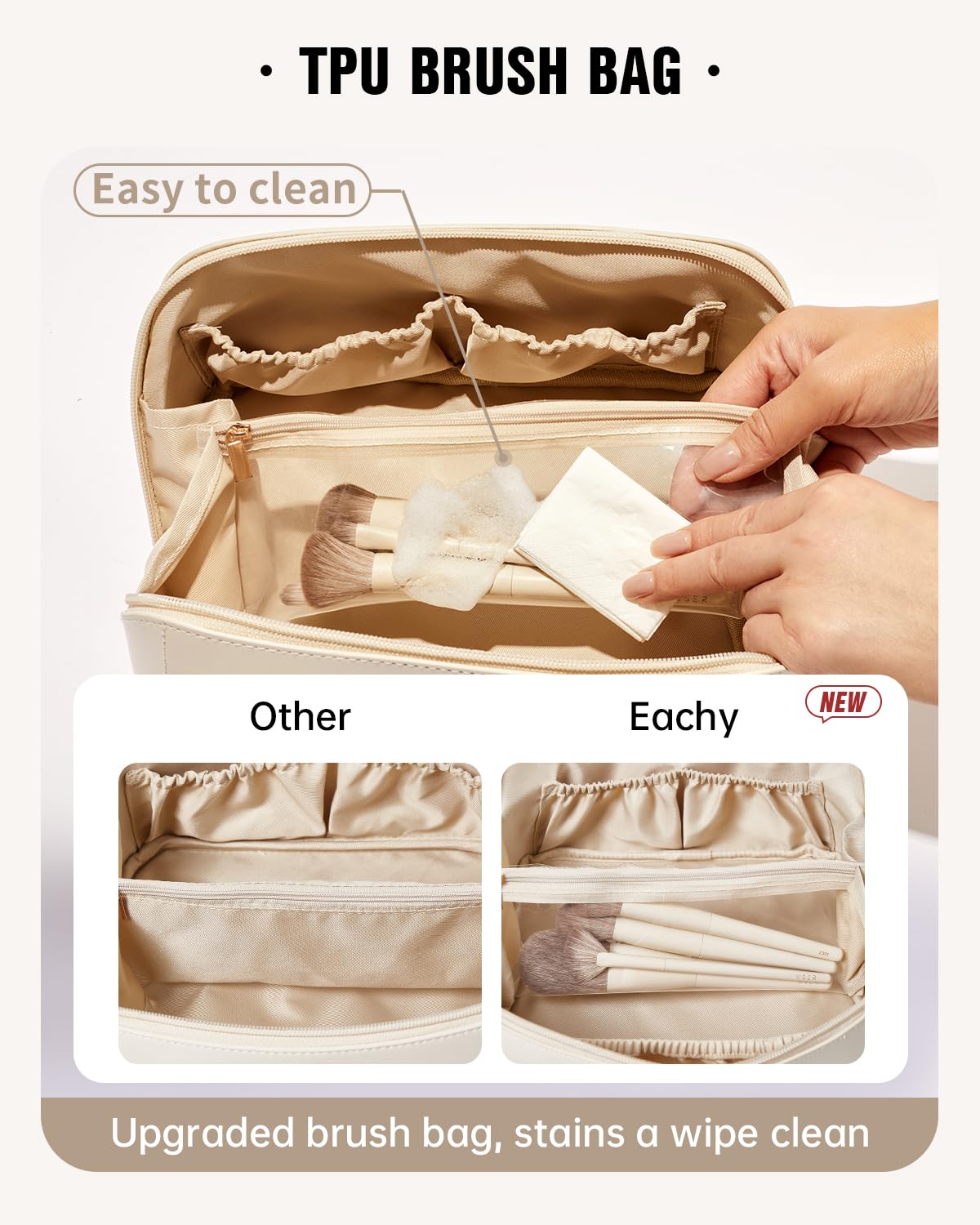 Spacious Waterproof Cosmetic Bag Flat Lay Design Cute Printed Women Travel Makeup Toiletry Bag