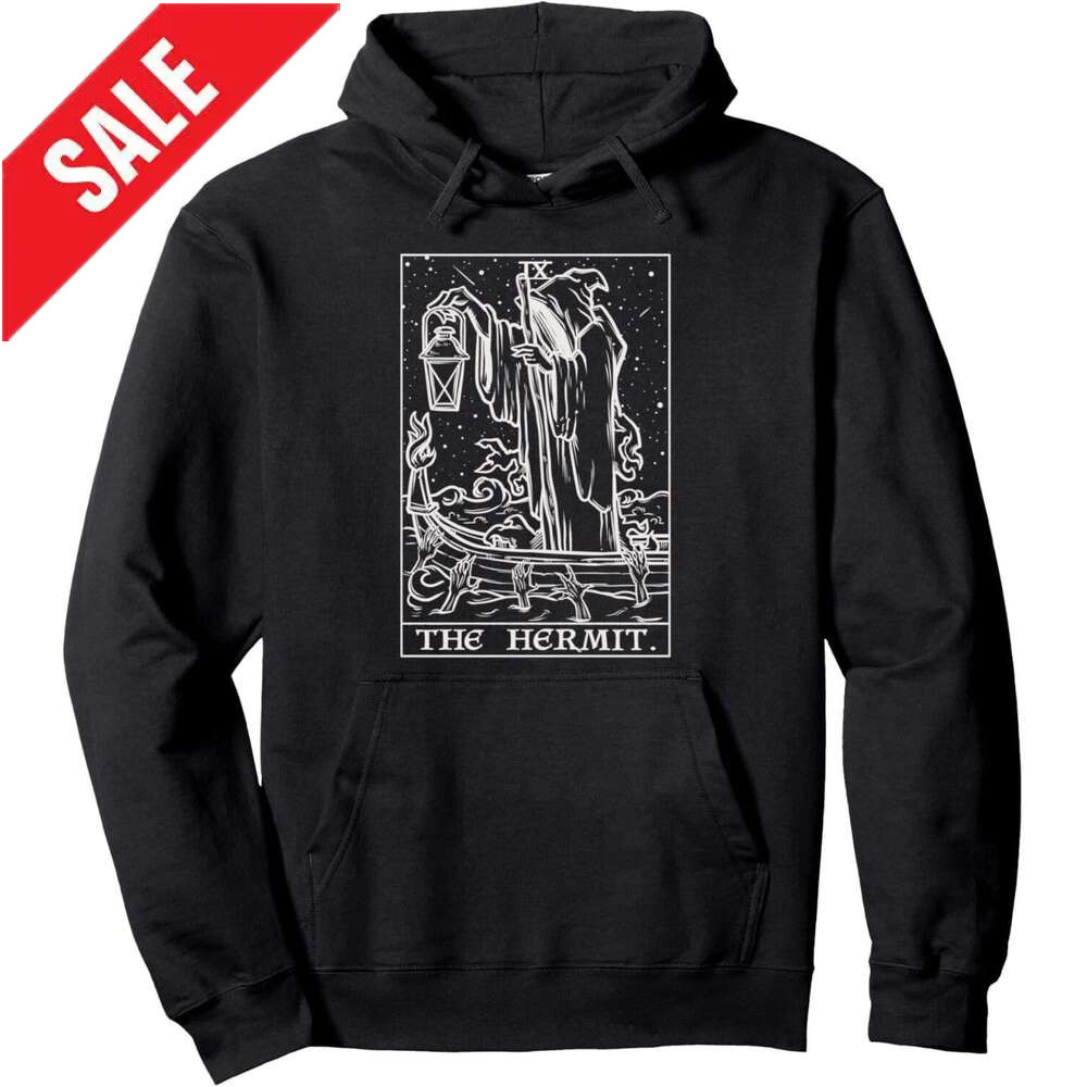 Hoodie for Mens Womens The Hermit Tarot Card Gothic Halloween Grim Reaper Occult Pullover Hoodie Graphic Hoodies Sweatshirt Pullover Long Sleeve 2025