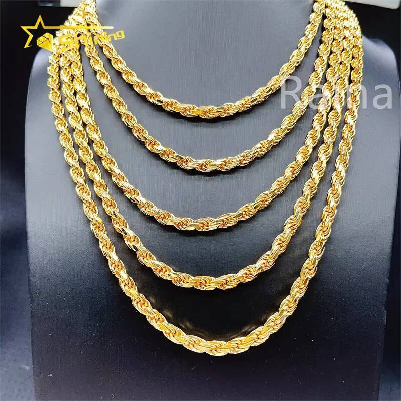 Wholesale Price Gold 6mm Solid 925 Sterling Silver Vvs Moissanite Chains Men Rope Chain