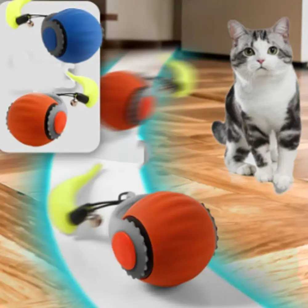 Gravity Sensor Cat Interactive Ball Automatic Moving Flexible Pet Toy Ball with Faux Tail Silicone Jumping Rolling Ball Training X250918