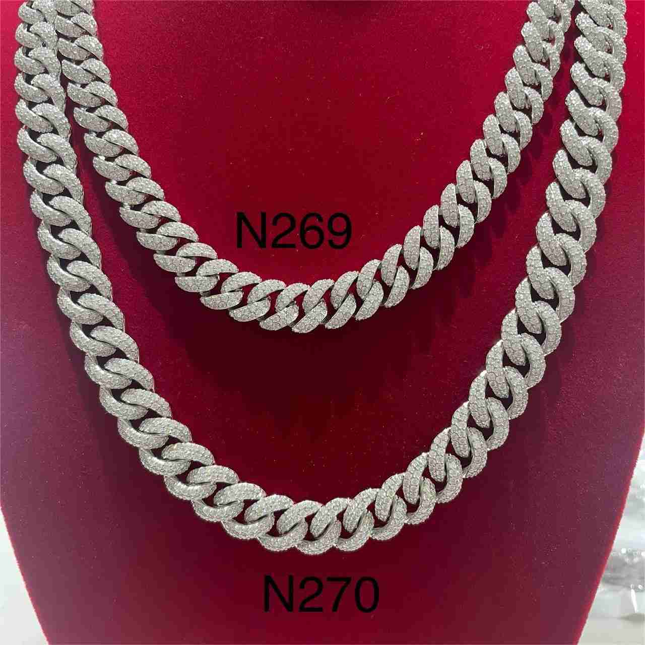 Iced Out Moissanite Cuban Necklace 925 Silver 8mm Gold Plated Dope Hiphop Jewelry Cuban Link Chain