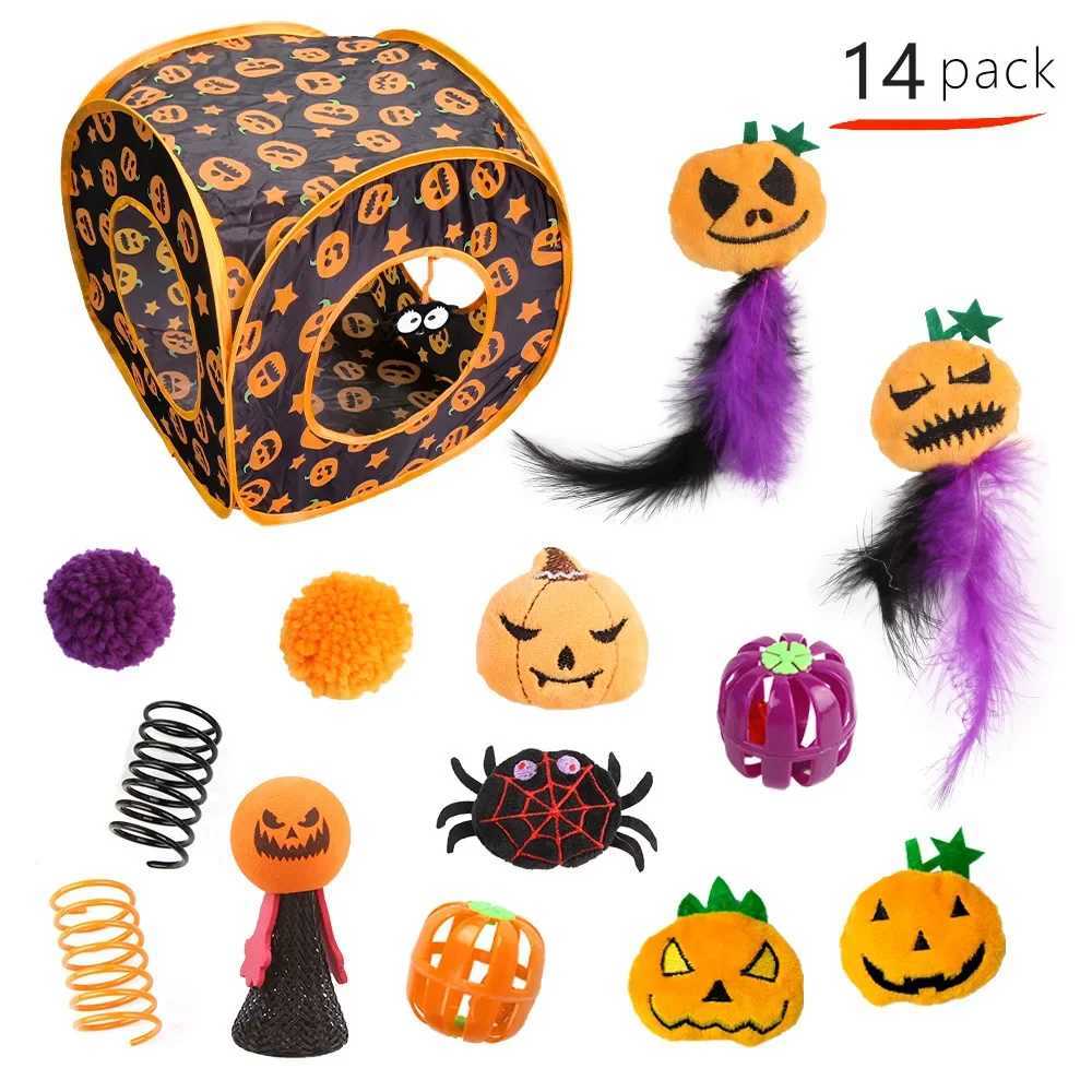 Halloween Toys Variety Pet Cat Toys Interactive Combination Set Kitten Toy Funny Cat Stick Sisal Mouse Bell X250918