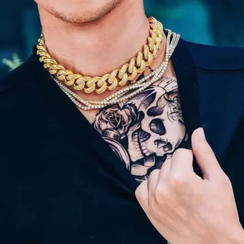 Exclusive Design of 614mm Moissanite for Both Men and Women 18K Gold and Silver Icecooled Bracelet and Necklace Set