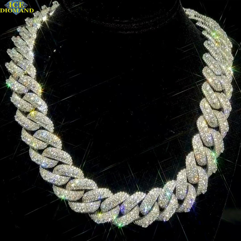 Hip Hop Jewelry Men Cuban Necklace Sterling Silver 925 D Color VVS Moissanite Diamond Cuban Link Chain Customized Trend Necklaces