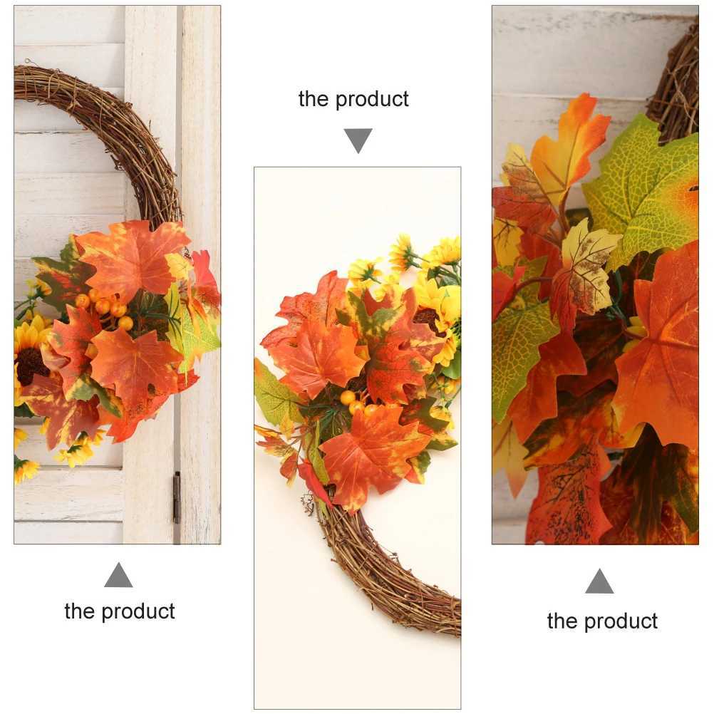 45Cm Premium Maple Leaf Garland Holiday Door Wreath Sunflower Floral Decor Wall Hanging Ornament Rattan Shop Window Vivid Fade C250919