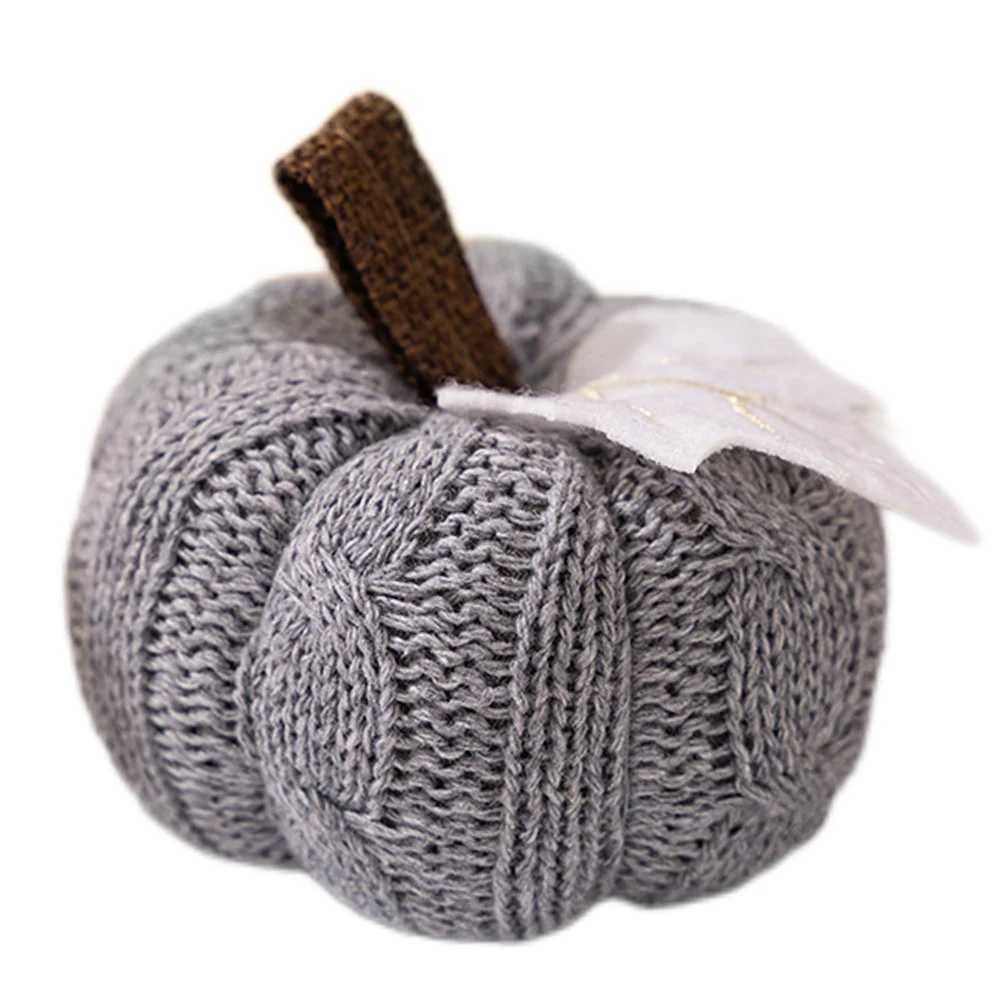 13PCS Autumn New Knit Mini Pumpkin with Maple Leaf Decoration Halloween Thanksgiving Day Kitchen Centerpiece Ornament Gifts C250919