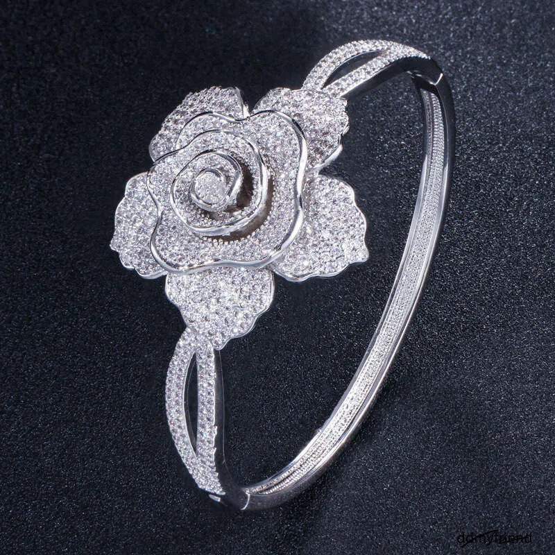 Trendy Jewelry Fashion Creative Flower Bracelet Super Shiny Full Dia Zircon Bangle Hot Sale ddmyfriend
