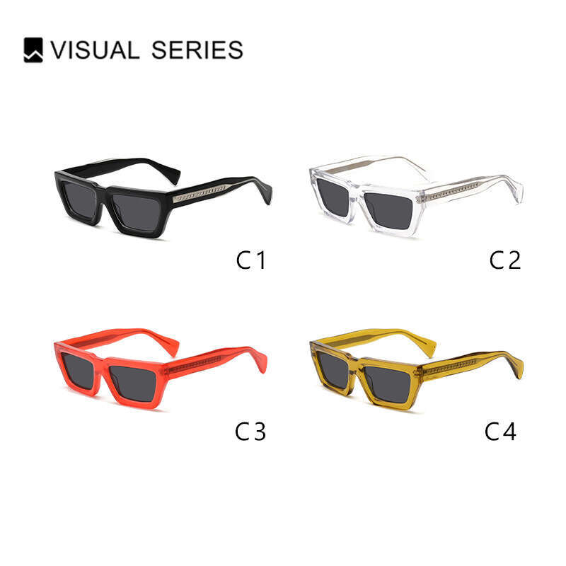 Square Trendy Street Style Disco Small Frame High-end Pin Insert Leak-proof Acetate Sunglasses