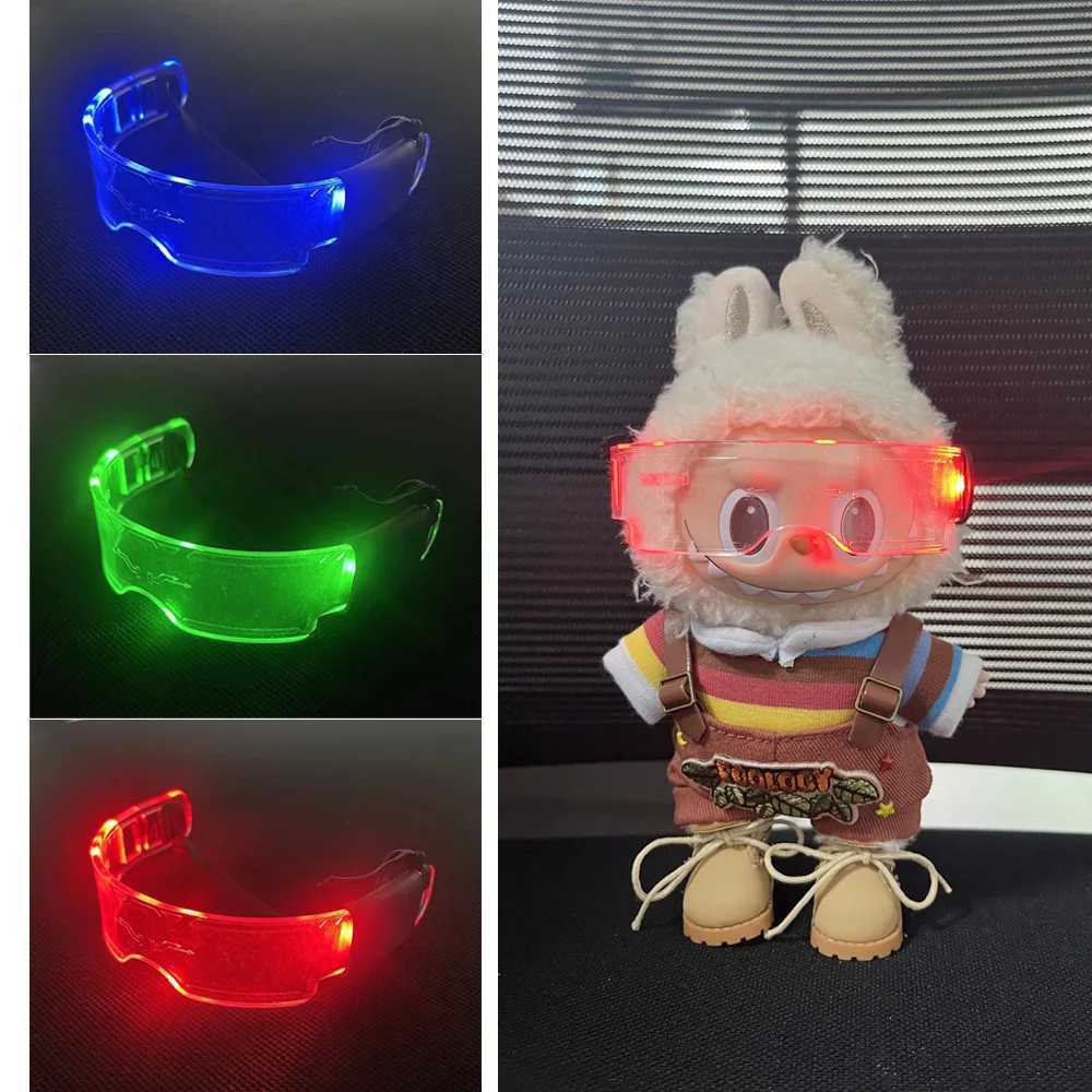 Labubu Doll 1517cm LED Glowing Glasses Decorative Light Glasses Colorful Change LED Glasses For Labubu DollS Clothes Outfit C250919
