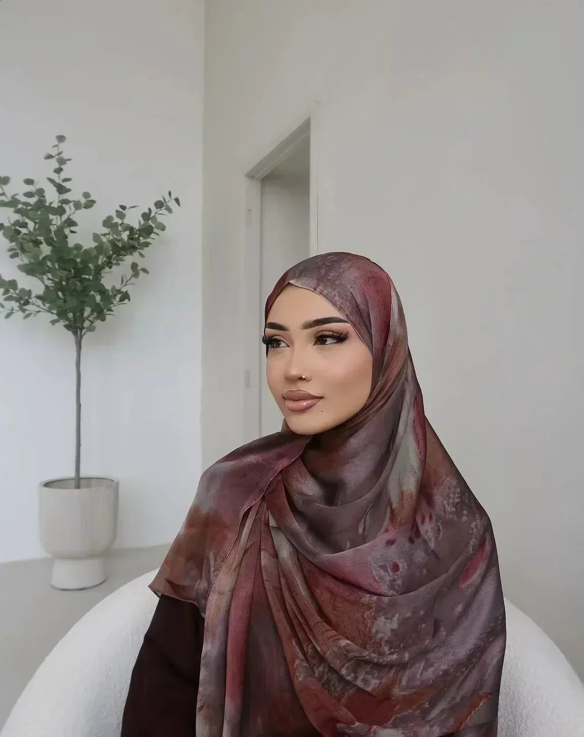 est Printed Modal Cotton Hijab Scarf Muslim Premium Ombre Tie Dye Watercolour Marble Print Shawl Hijab Scarf 250918