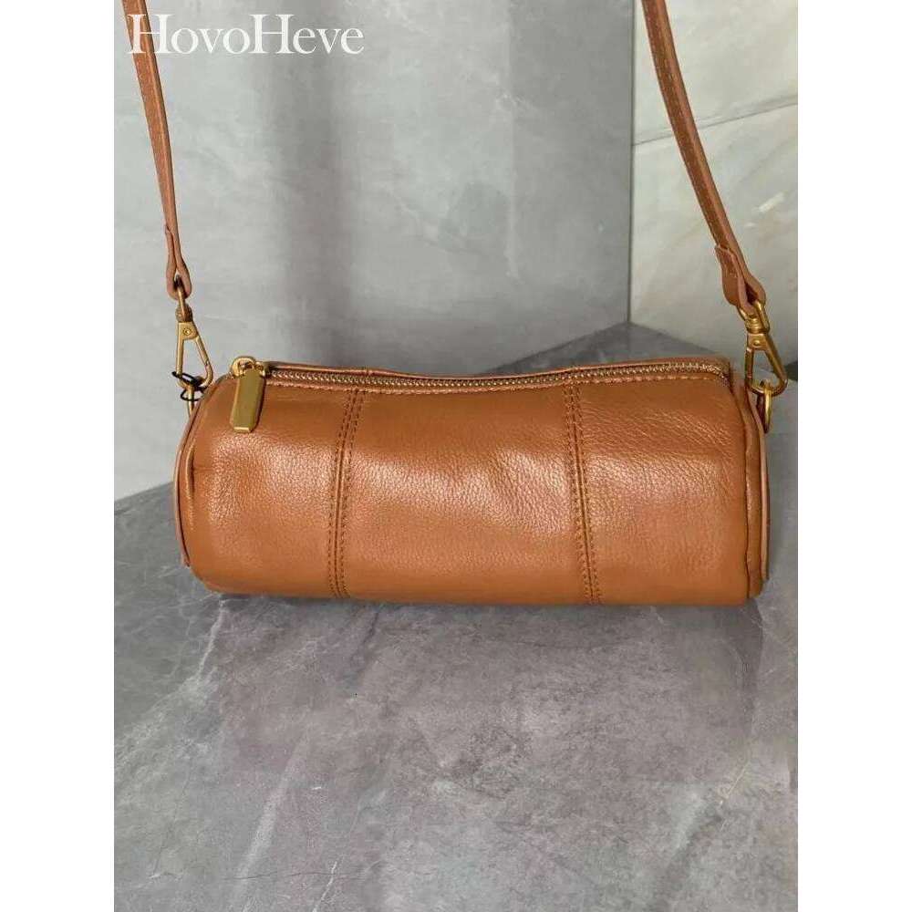 Versatile Fashion Lady Zipper Handbag Genuine Leather Designer Office Women Retro Cowskin Single Shoulder Crossbody Underarm Bag