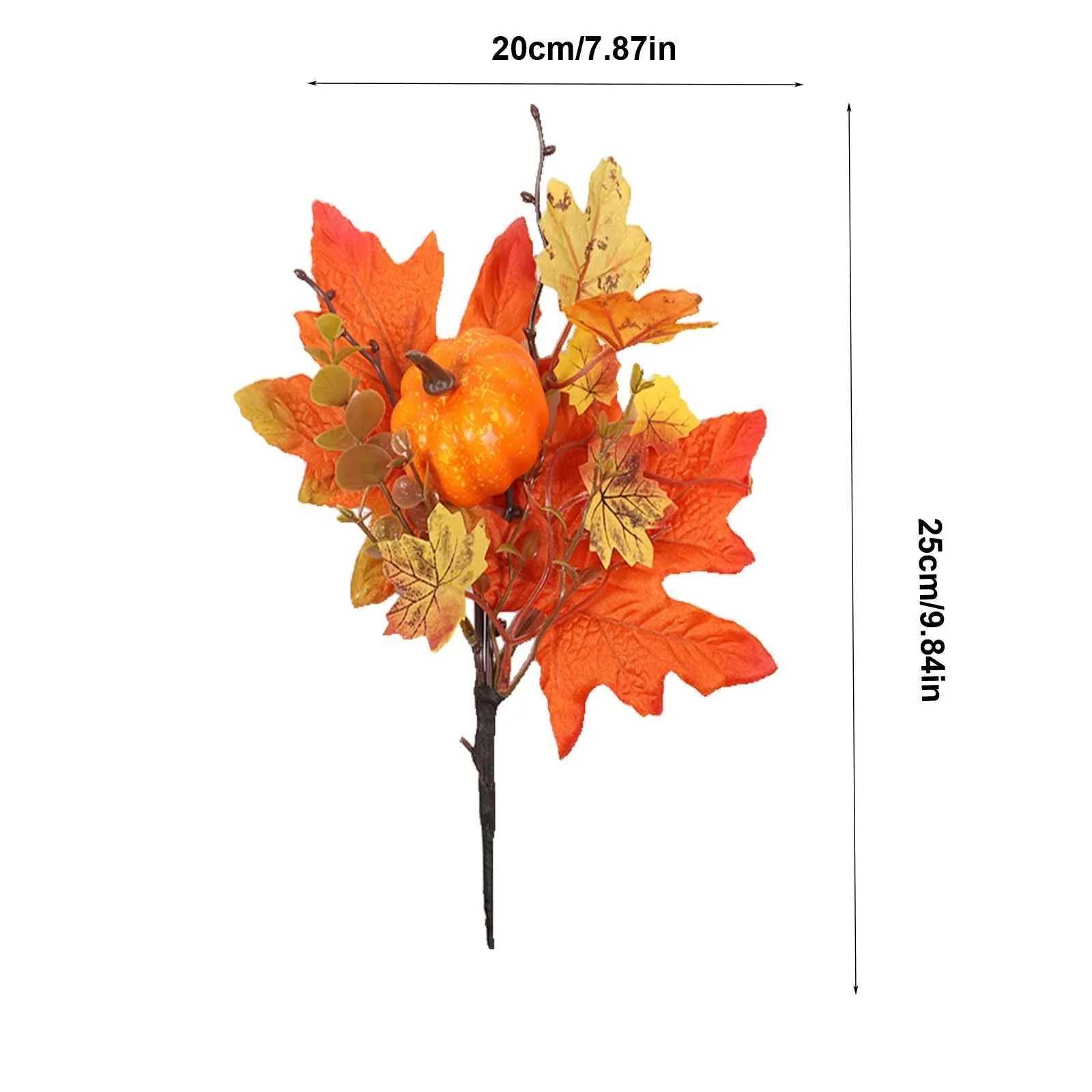 Fall Artificial Maple Leaf Stems Fall Picks And Sprays With Orange Pumpkins Sunflower Heads Cones Berries Party Home Decor C250919