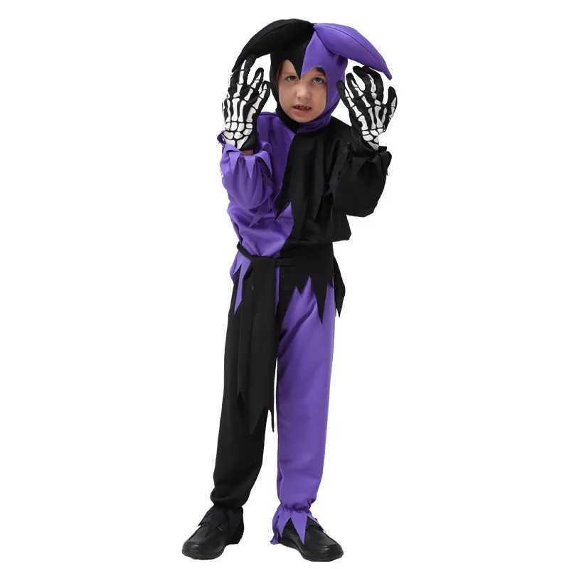 Skull Devil Costumes Purple Black Halloween Cosplay For Boys Clown Suit Carnival Costumes L250918