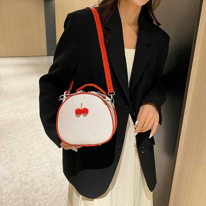 Fashion Handbag with Lychee Pattern Compared To Cherry Sweet Girls Small Round Bag Simple Casual Student Mini Travel Backpack Z250915