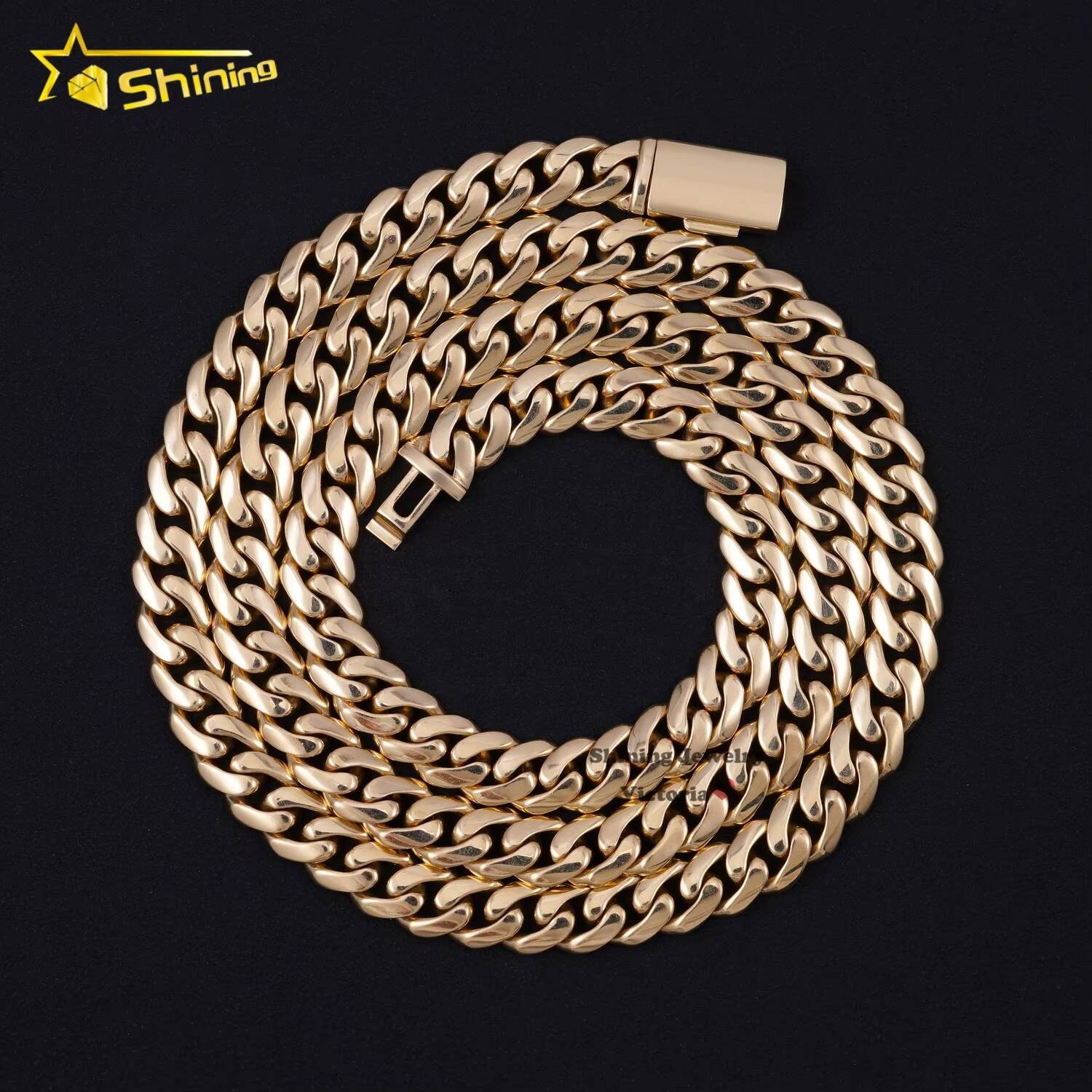 Plain Cuban Necklace Unisex Necklace Jewelry 8MM 22 684 Gram 10K Solid Real Gold Cuban Link Chain