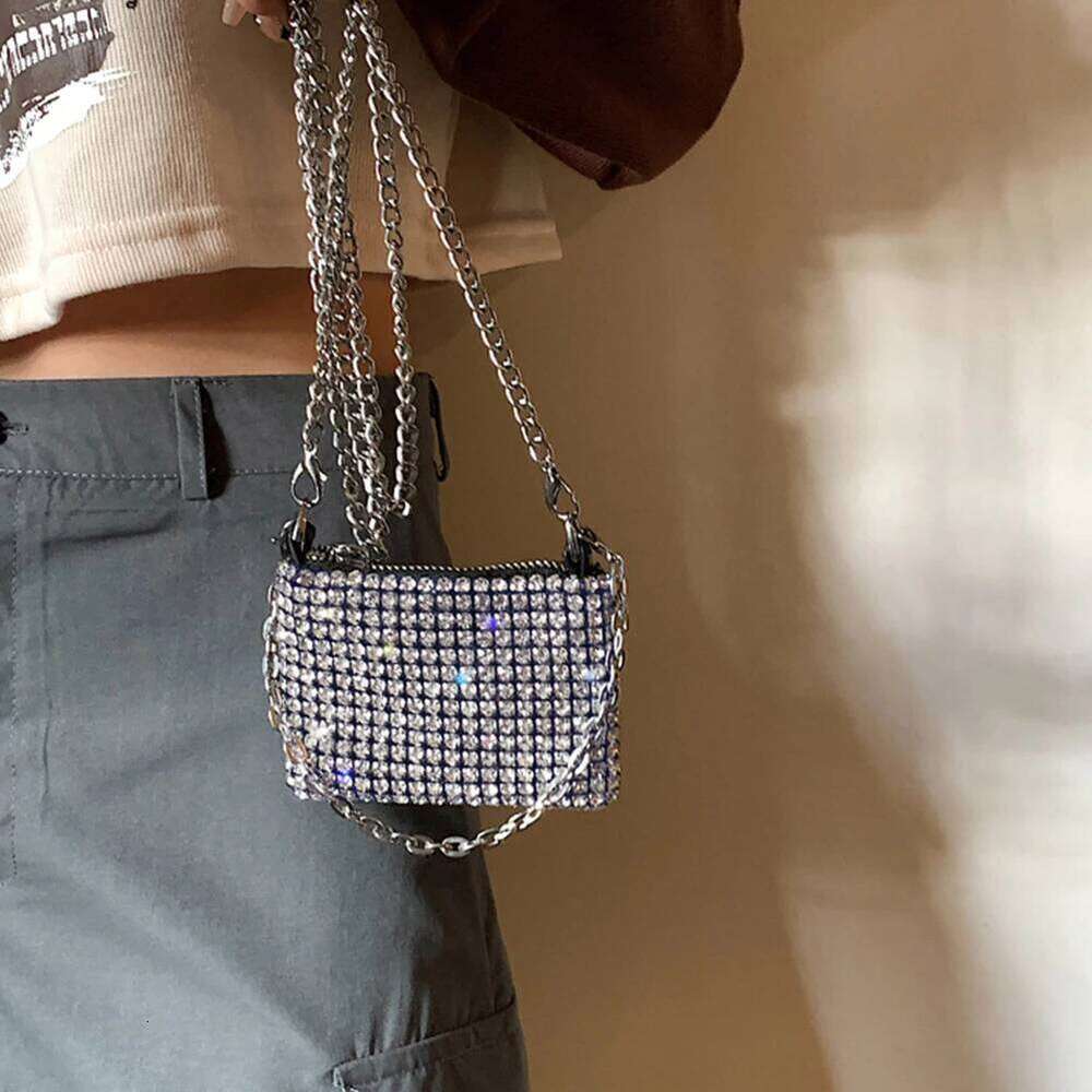 Rhinestone Messenger Bags For Women 2025 Designer Handbags Ladies New Mini Chain Purse Fashion Composite Shoulder Bag
