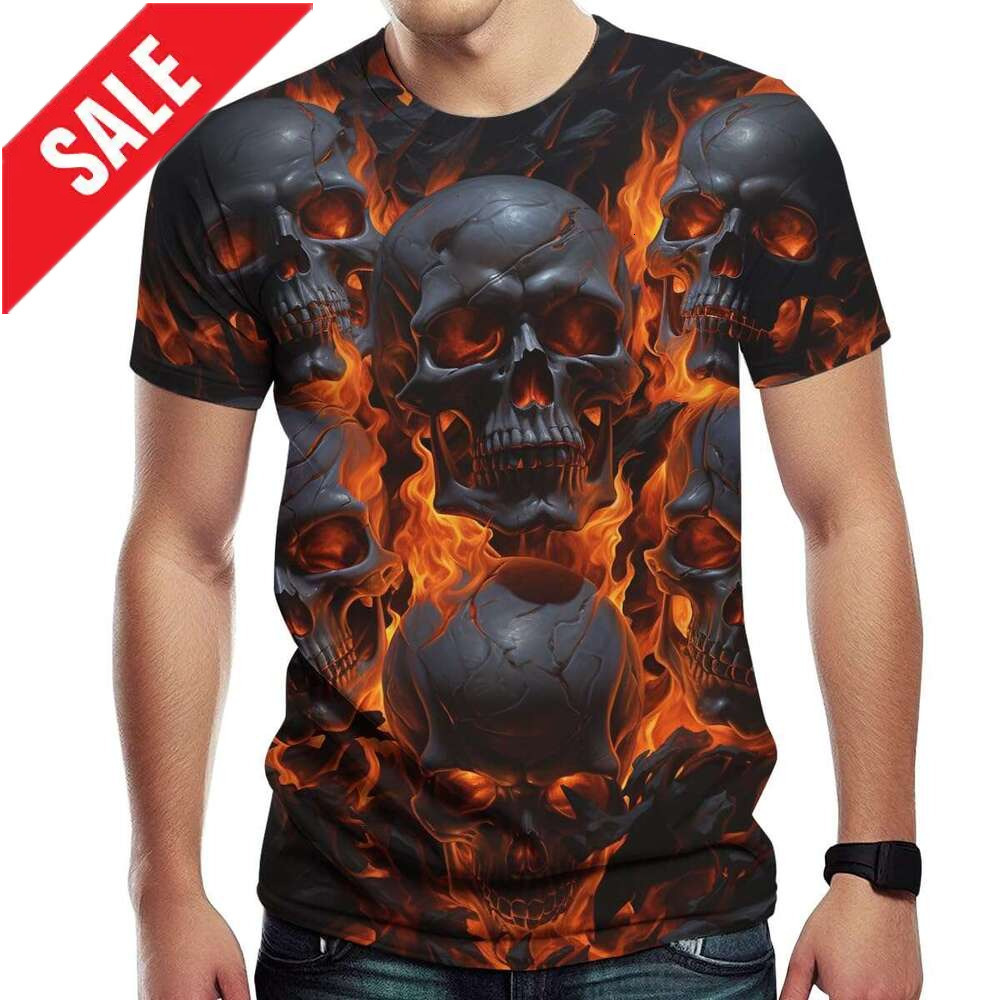 Halloween T shirt Mens Skull T-Shirts for Men Novelty 3D Graphic Shirts Summer Short Sleeve Top shirts tshirt graphic tee Casual tops summer clothes S