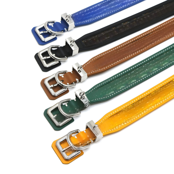 Leather Choker Collar for Pets featuring Traditional Checkered Aesthetic