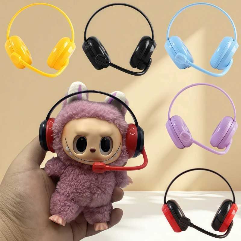 For Labubu Doll Headphone Accessories 17cm Labubu Color Headset V1 V2 V3 Cotton Doll Microphone Headphones Toy Birthday Gift C250919