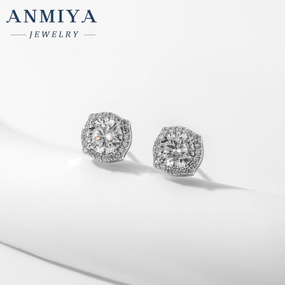 Trendy Dainty Jewelry Minimalist Bling 925 Sterling Silver Big 5A Zircon Custom Designer Fashion Stud Earrings