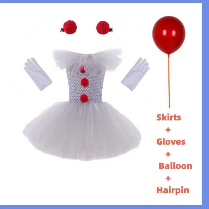 Halloween Girls Pennywise Tutu Dress Kids Cosplay Scary Gray Clown Costume Girl Carnival Party Dress Up Clothing L250918