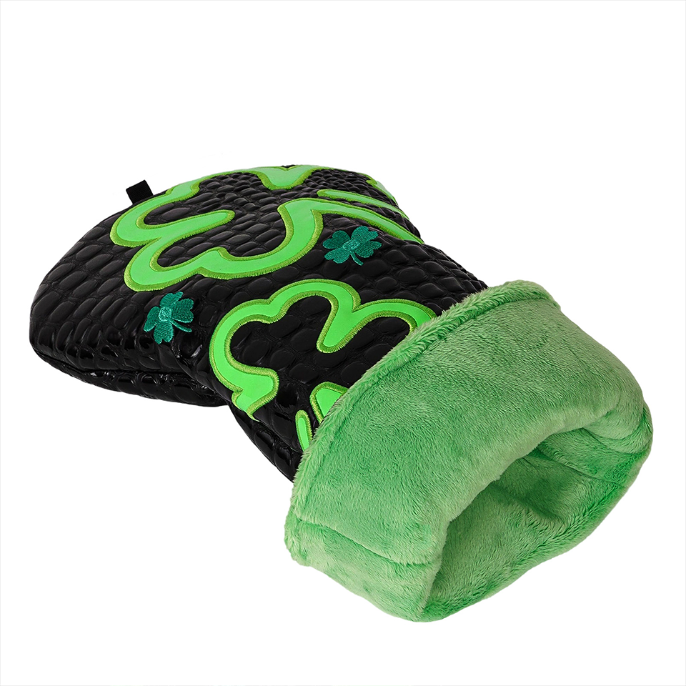 Golf Headcover Black PU Crocodile Grain Fluorescent Green Leaf Driver Golf Club Driver Head Cover Wood Cover Club Golf Head Cover Driver Cover