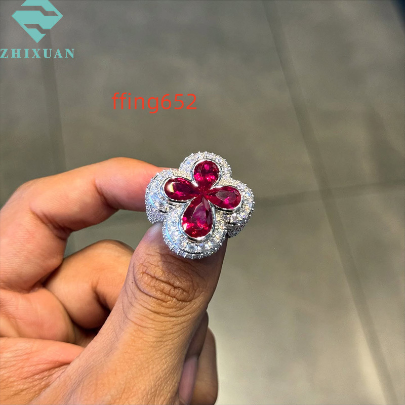 925 Silver Fine Jewelry Hip Hop Style Iced Bling Cross Ring Moissanite for Men and Women Valentines Day Prayer Gift Rings