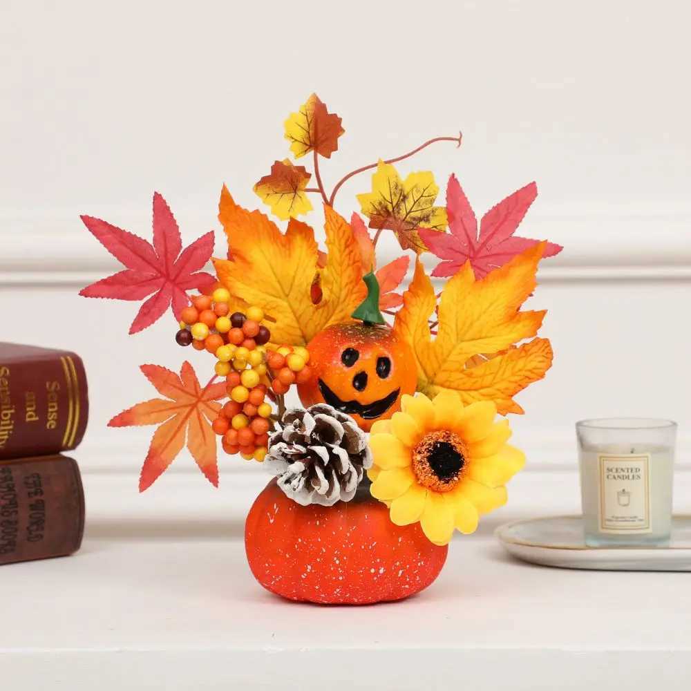 Fall Home Decor Artificial Ornament Maple Leaf Autumn Harvest Halloween Decorations Pumpkin C250919