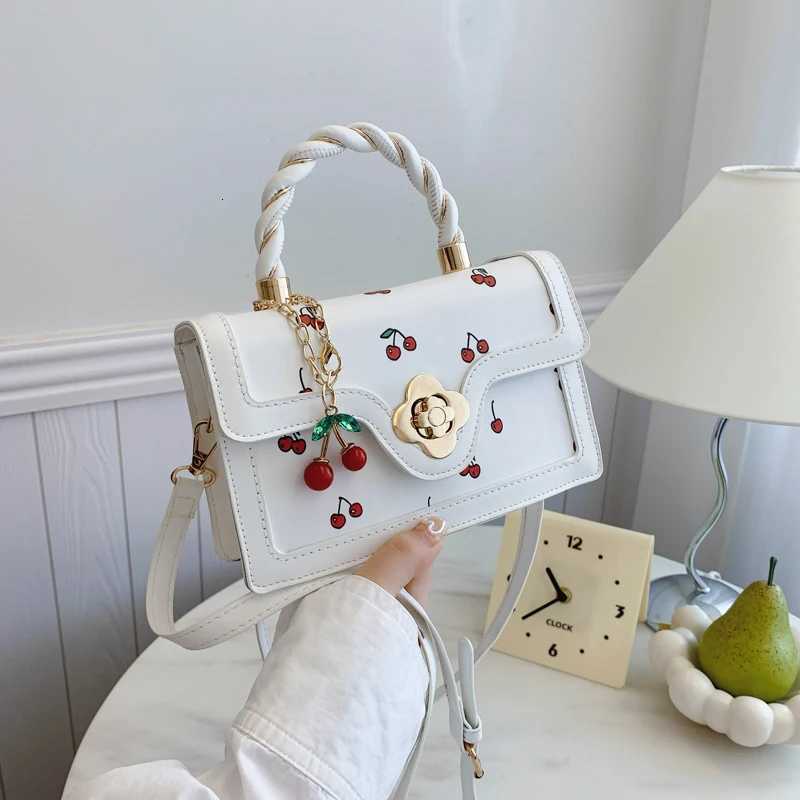 Cherry Print Bag Small Square Hand Bags for Woman 2025 New Trendy Bolsos De Mujer SAdvanced Sense Ac Femme Fashion BolsoXJ250918