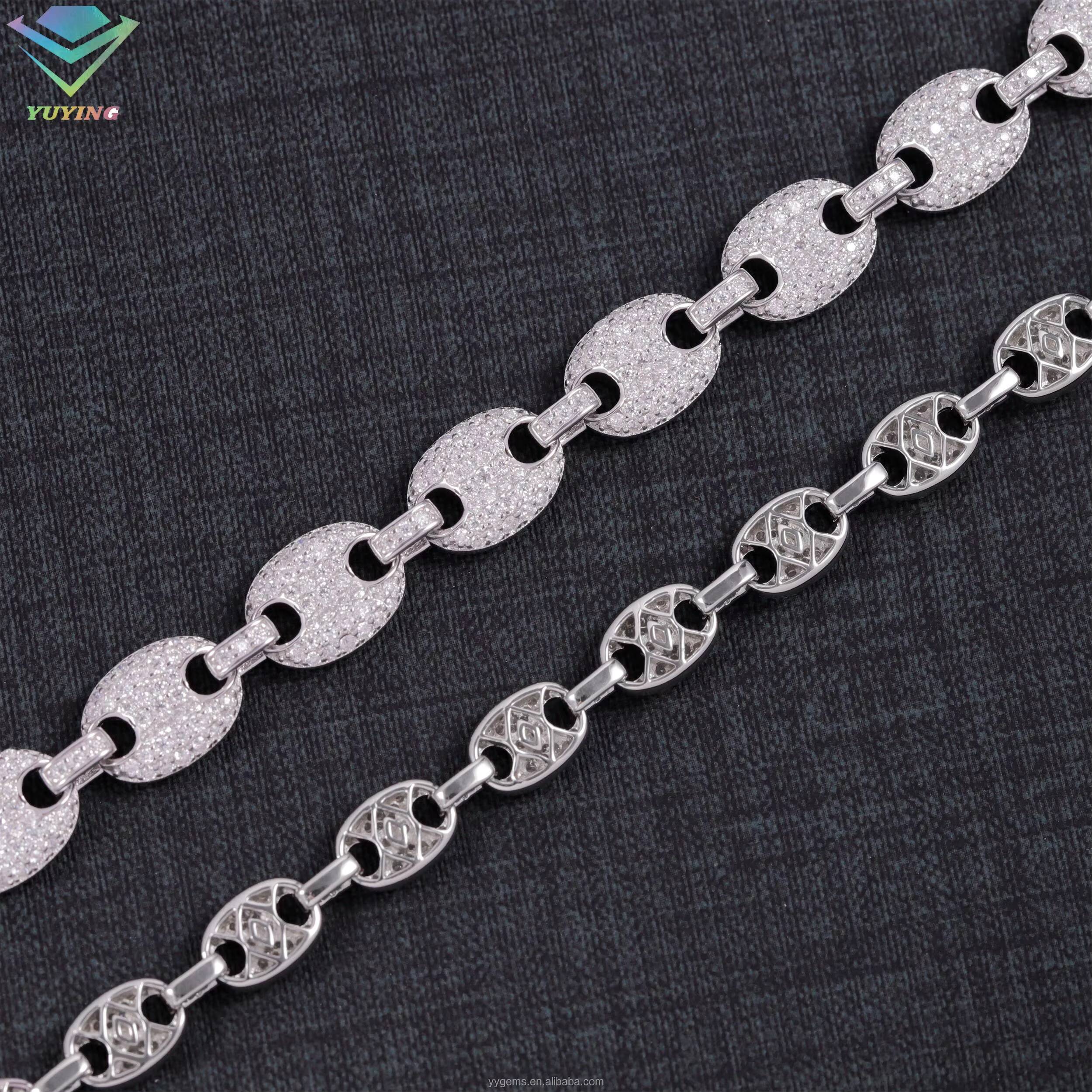 6mm 8mm S925 Sterling Silver Pig Nose Design Hip Hop Jewelry Iced Out Vvs1 Moissanite Diamond Infinity Cuban Link Bracelet Men