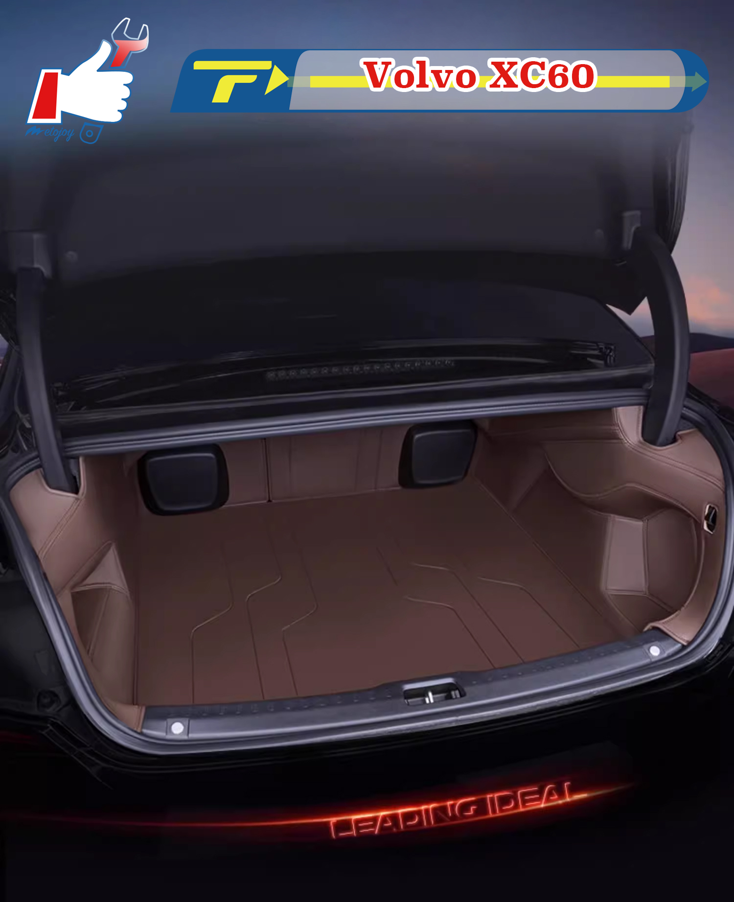 For XC60 2018-2023 EV Car Trunk Mat Custom Fit Cargo Mat 3D Shaped Trunk Liner Chair-Back Protection XPE Trunk Protection Mat Mat Rear Trunk Full-surr