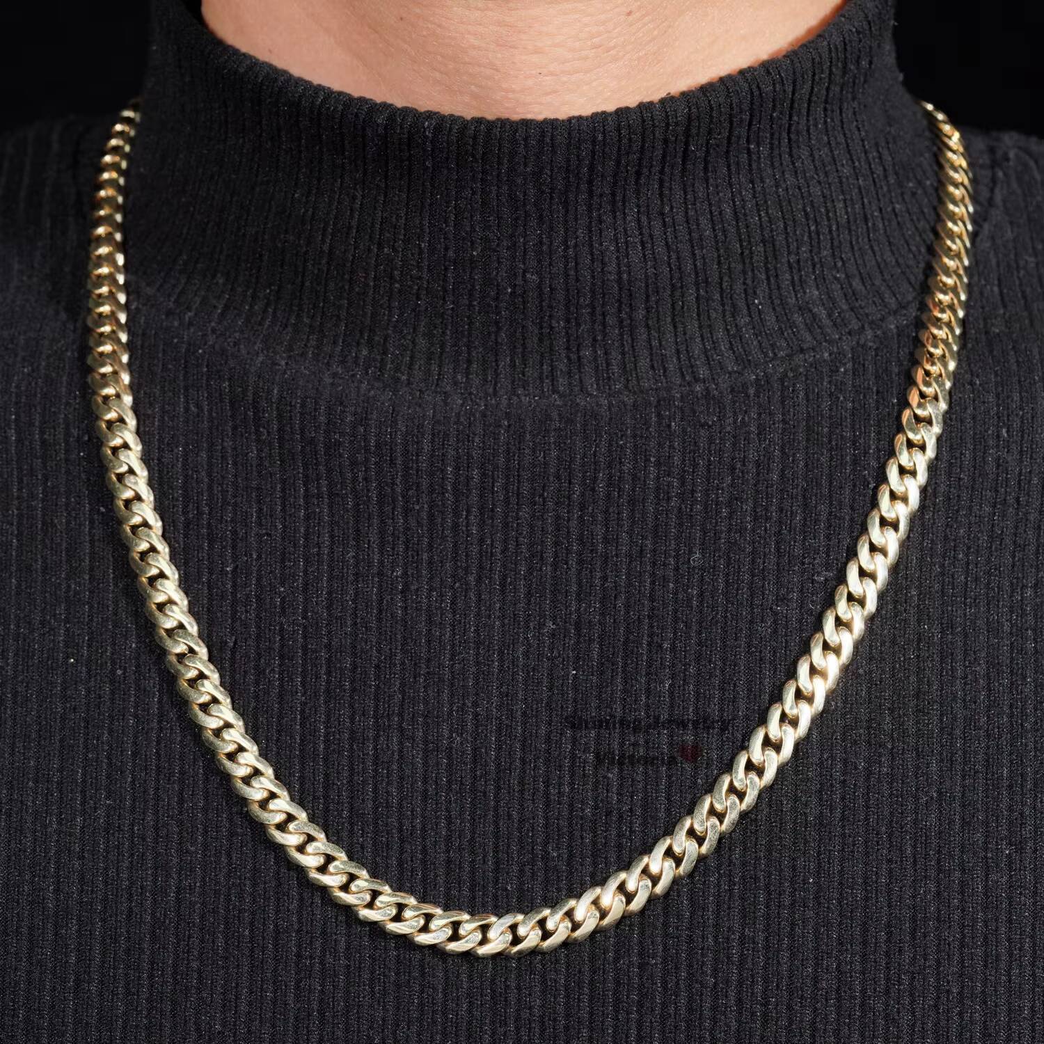 Plain Cuban Necklace Unisex Necklace Jewelry 8MM 22 684 Gram 10K Solid Real Gold Cuban Link Chain