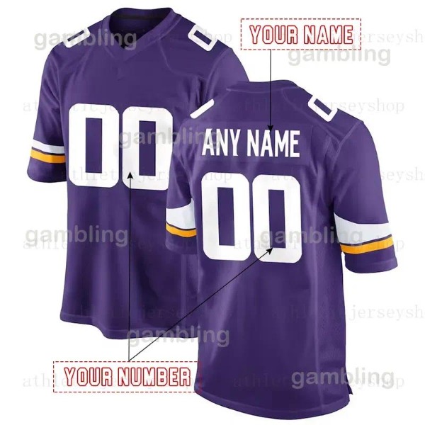 Personalized Custom Football Jersey Jefferson McCarthy Moss Darnold Addison Hockenson Smith Men Women Youth Embroidered Letter Number Desgin Polyester