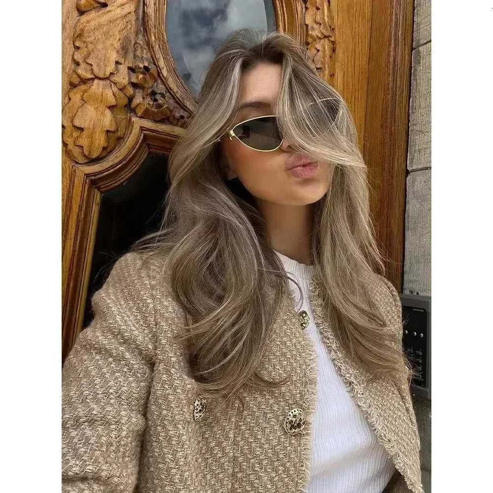 Autumn Fashion Vintage Women Tweed Button Long Sleeve Short Jacket Women Frayed Cropped Tops Femininos Y2k Coats Z250918