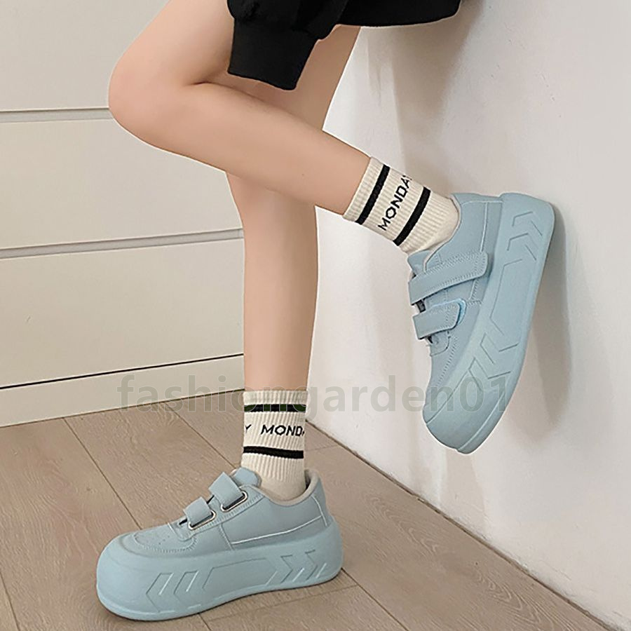 New womens trainers Breathable running shoes Hook & Loop black white blue Durable Non-slip Chunky sole casual sneakers size 35-40