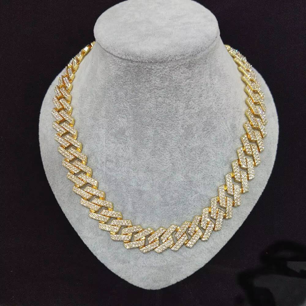 20mm Rhinestone Zinc Alloy 18k Cuban Link Chain Bracelet Wholesale Bracelet for Man Hip Hop Jewelry