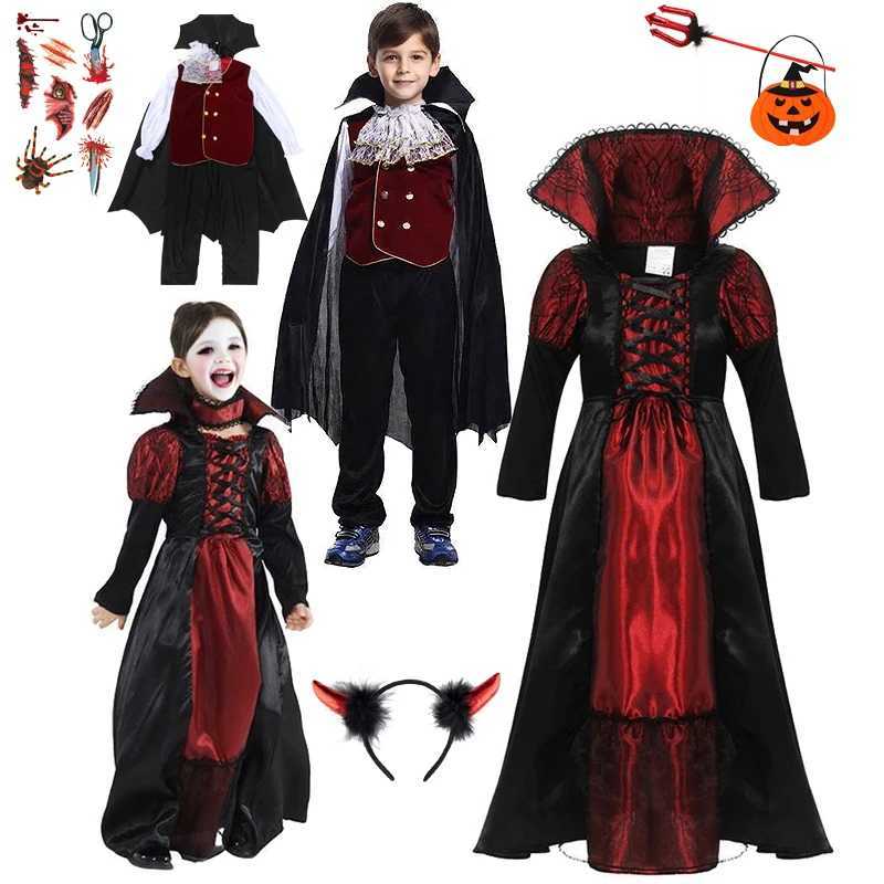 Boys and Girls Cosplay Costumes Ghost Bride Gothic Dress Halloween Party Red Vampires Clothes Masquerade Dresses Holiday Gifts L250918