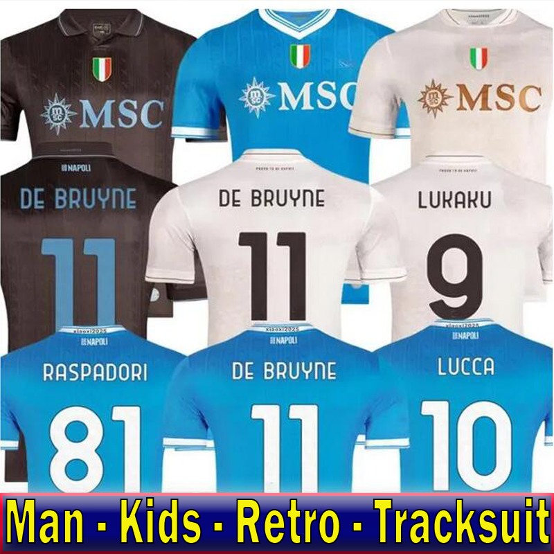 LUKAKU DE BRUYNE Napoli 25 26 soccer jerseys Maglia LANG LUCCA Naples 2026 BEUKEMA NERES Football Shirts McTOMINAY Napoli jersey top kit men kids Training ShirtS