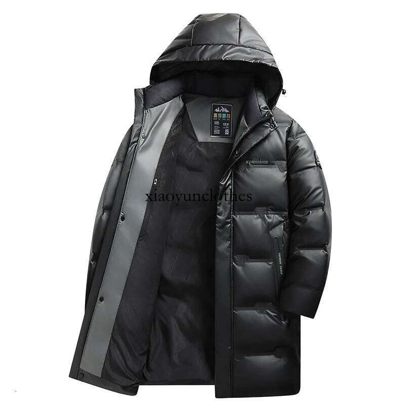Casual Men's Mid-Length Warm Hooded White Duck Down Jacket 2025 Winter Windproof Puffer Coat Outwear Loose Thick Padded Clothing