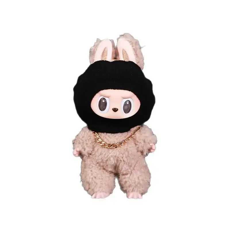 For labubu clothes Big Into Energy Series clothes doll funny head cover mask gold necklace Travel Style Kid Toy For toys gift C250919