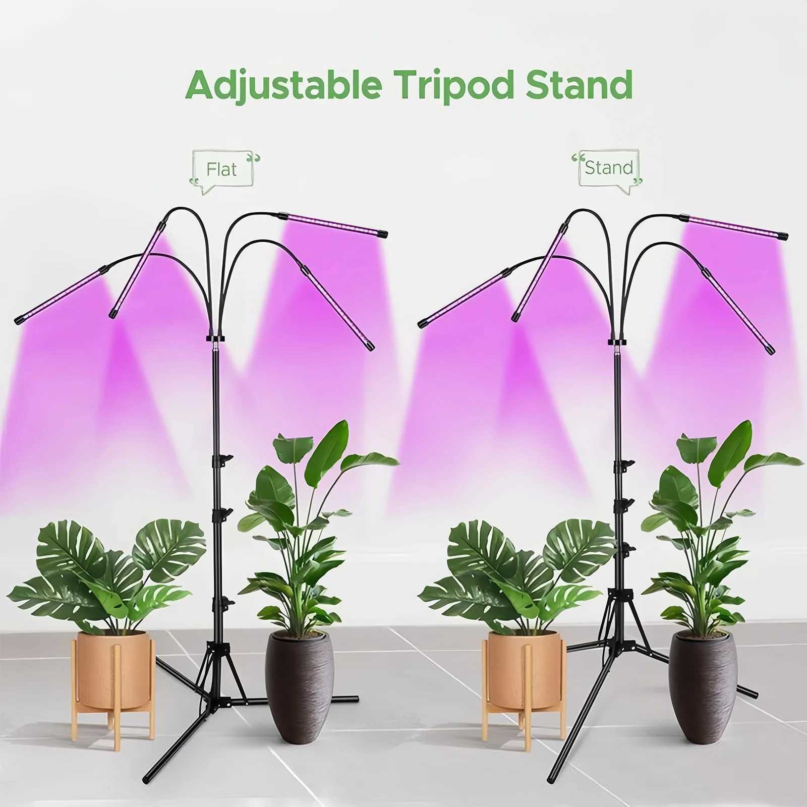 USB houseplant growth light adjustable height stand and gooseneck tube 3 light modes 3912H timer 20100 brightness adjus C250919
