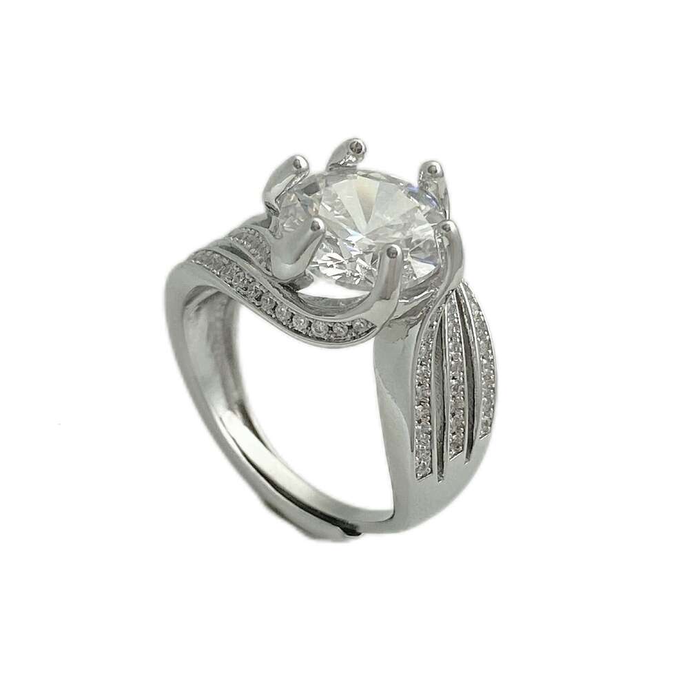 High-Quality Princess Cut Large Pigeon Egg Luxurious 5 Diamond for Women Live Streaming High-End Elegant Ring