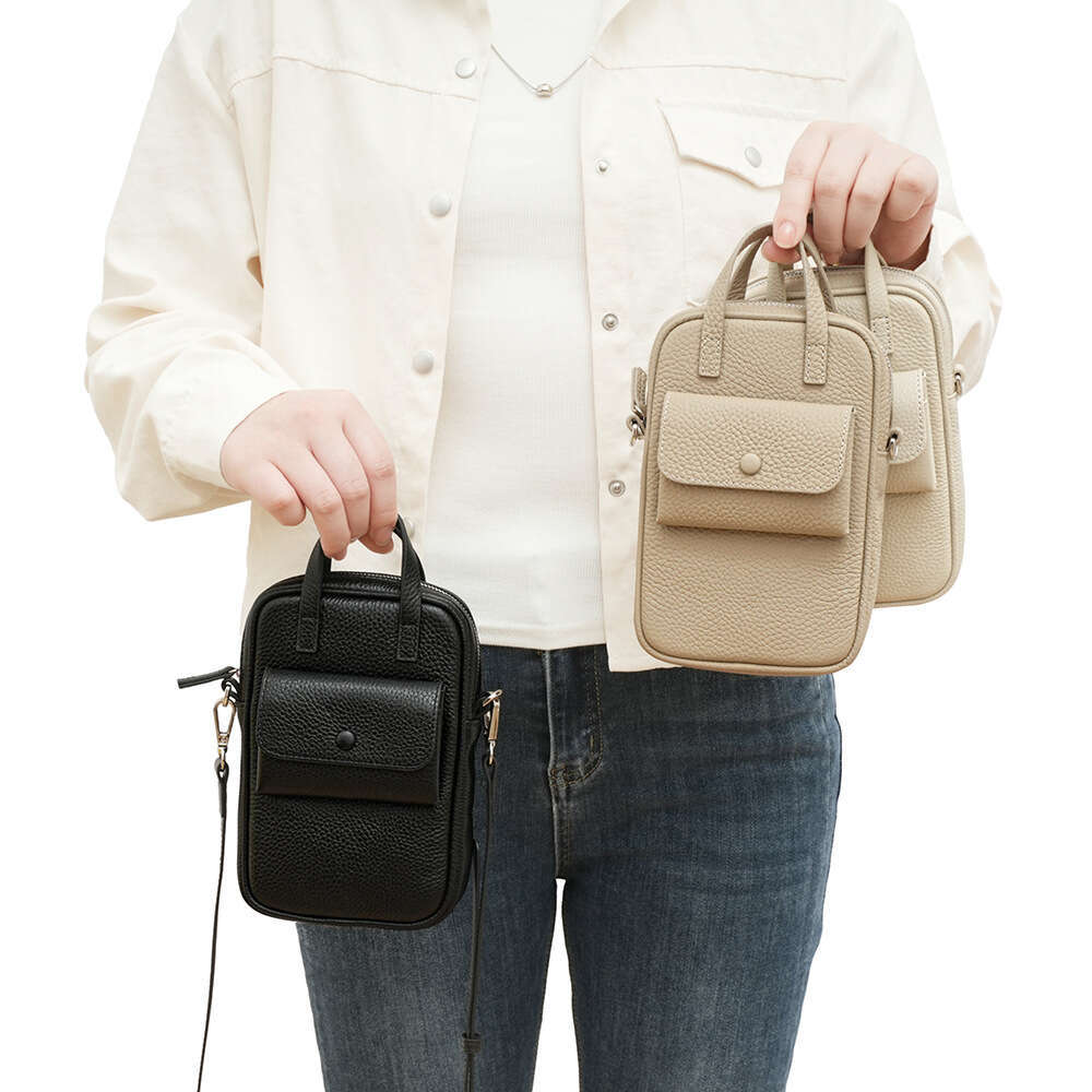 Genuine Leather for Women, Top Layer Cowhide, Vertical Large Capacity Handbag, Small Square Bag, Korean Style Single Shoulder Phone Crossbody Bag desi