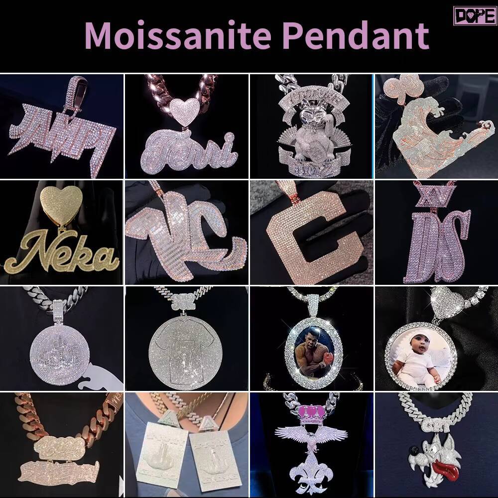 Fully Iced Out Moissanite Pendant Letter Name Hip Hop VVS Baguette Rapper 925 Silver Customized Trend Moissanite Pendant