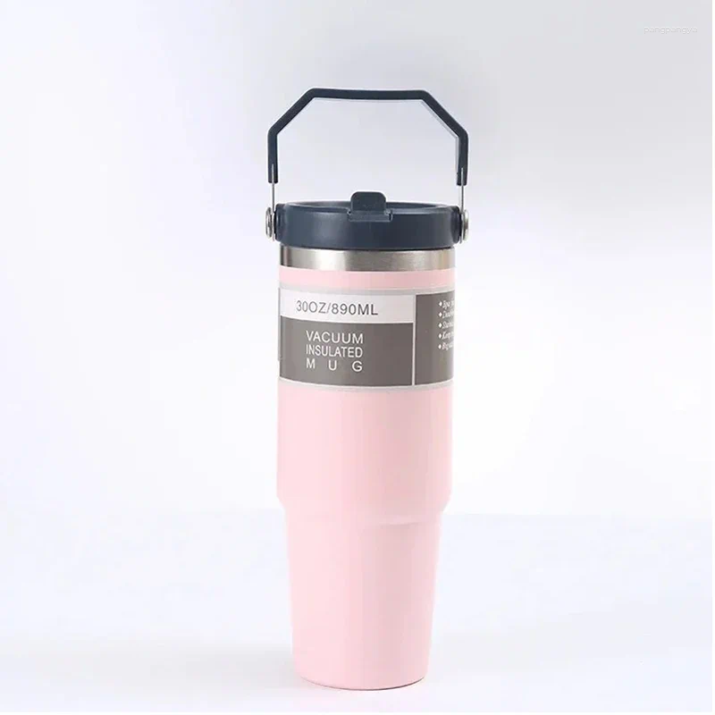 Water Bottles Stanliess 30oz Tumbler Car Cup With Handle Straw Lid Steel Vacuum Insulated Coffee Mug Double Wall Travel Cup Large Capacity