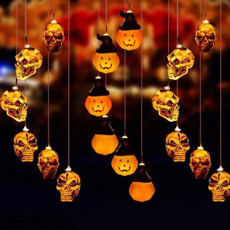 Solar Halloween String Lights Skull Ghost Pumpkin Heads Horror Outdoor Decor for Garden Yard Patio Haunted House Display C250919