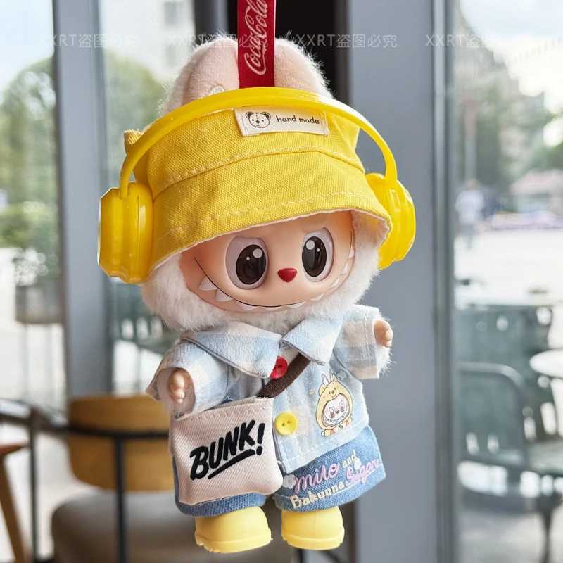 Labubu Doll Clothes First Second and Third Generation Labubu Clothing Front HighEnergy 30 Trendy Summer Fisherman Hat Shirt Set with Accessories C2509